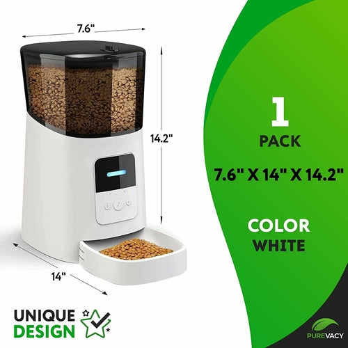PUREVACY Automatic Pet Feeder with Programmable Meals and Portions. 6L